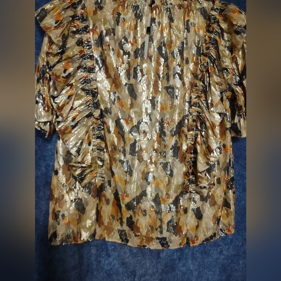 ba&sh Metallic Camo Ruffle Blouse - Picture 2 of 7